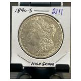 1890-S Morgan Silver Dollar in High Grade