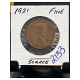 1921 Lincoln Wheat Cent in Fine Condition