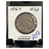 1916-S Buffalo Nickel in Holder