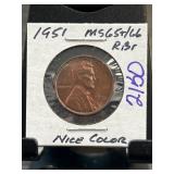 1951 Lincoln Wheat Penny MS65/66