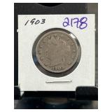 1903 Liberty Head V Nickel in Holder