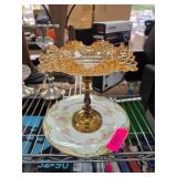 Crystal Bowl with Brass and Porcelain Base