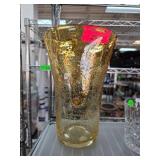 Gold-Toned Glass Vase with Bubble Texture