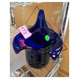 Cobalt Blue Art Glass Vase With Flared Rim Design