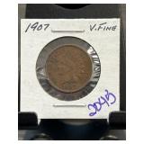 1907 Indian Head Cent in Very Fine Condition