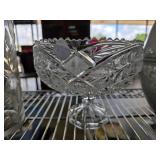 Fine Cut Glass Pedestal Bowl w Intricate Design