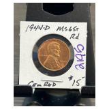 1944-D Lincoln Wheat Cent MS65 Red