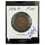 1916-D Lincoln Wheat Cent in Fine Condition