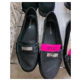 Coach Black Leather Loafers with Metal Logo Plaque