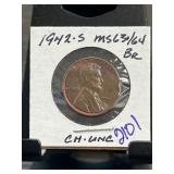 1942-S Lincoln Wheat Cent MS63/64 BR