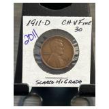 1911-D Lincoln Wheat Cent Coin in Holder