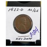 1922-D Lincoln Wheat Cent Key Date Coin