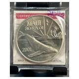 2001 Maui Trade Dollar with COA