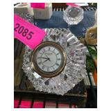 Waterford Crystal Desk Clock With Brass Trim