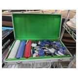 Aluminum Case with Poker Chips