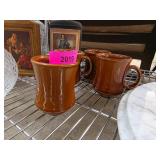 Four Brown Rego China Mugs