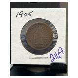 1905 Indian Head One-Cent Coin