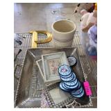 Decorative Items Including Metal Tray