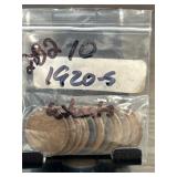 Bag of 1920s Wheat Pennies in Circulated Condition