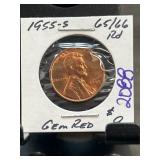 1955-S Lincoln Wheat Cent Gem Red