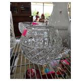 Large cut Crystal Bowl with Intricate Starburst an
