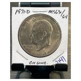 1971-D Eisenhower Dollar, MS63/64, CH UNC