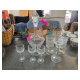 Crystal Decanter with Assorted Glassware