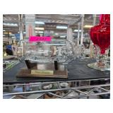 Glass Viking Ship in a Bottle on Wooden Stand
