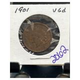 1901 Indian Head One-Cent Coin