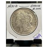 1921-D Morgan Silver Dollar in Choice A.UNC