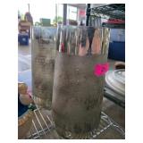 Two Silver-Tone Glass Vases