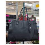 TUMI Black Leather Tote Bag with Shoulder Strap