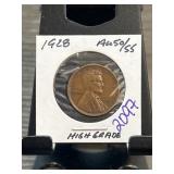 1928 Lincoln Wheat Cent AU50/55 High Grade