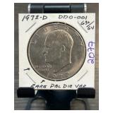1972-D Eisenhower Dollar with DDO Error