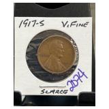 1917-S Lincoln Wheat Penny in Very Fine Condition