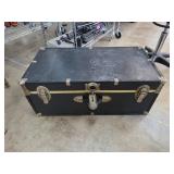 Black Storage Trunk with Brass Accents