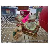 Fitz and Floyd Ceramic Dog and Cat Sleigh