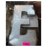 Galvanized Metal Letter 'E' and Wall Clock