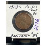 1928-S FS-501 Lincoln Wheat Cent