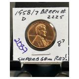 1958/7-D Lincoln Wheat Penny, GEM Red Condition