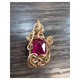 Gold-Filled Pendant with Ruby Stone