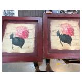 Floral Wall Art in Red Frames