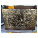 Brass and Wood Embossed Box With Handle