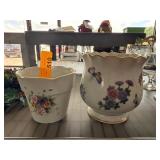 Two Floral-Themed Ceramic Vases Lefton +