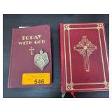Two Religious Books with Medallion Included