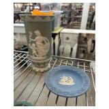 Green and Blue Jasperware Vase and Dish
