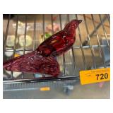 Baccarat France Ruby Red Glass Bird Figurine