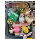Easter Decorations Lot in Storage Bin