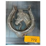 Cast Iron Horse and Horseshoe Plaque