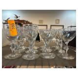 Twelve Clear Glass Stemware Pieces